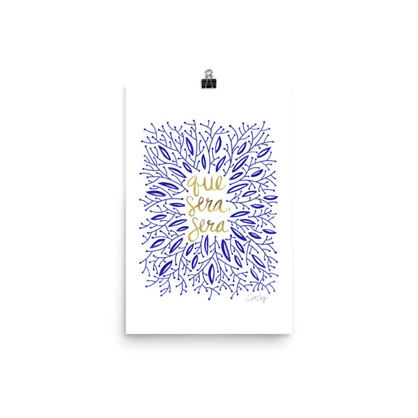 Whatever Will Be, Will Be – Illustrated Navy & Gold • Art Print