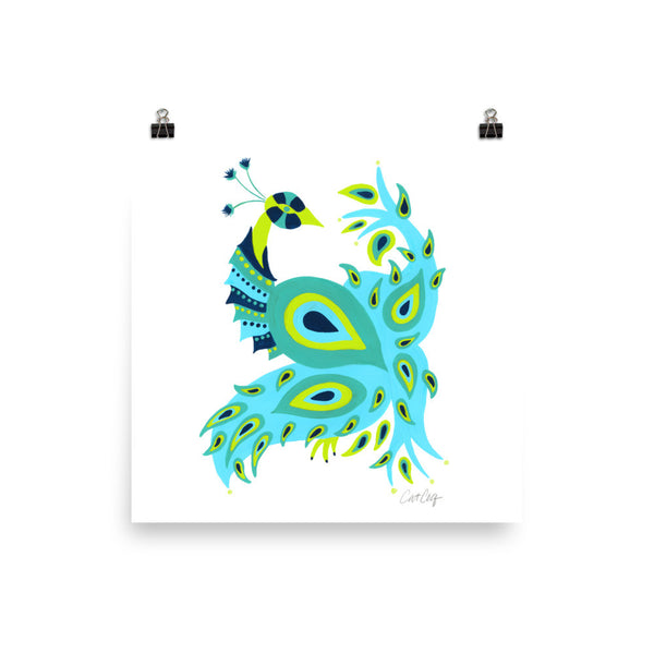 Peacock – Turquoise & Lime Palette • Art Print