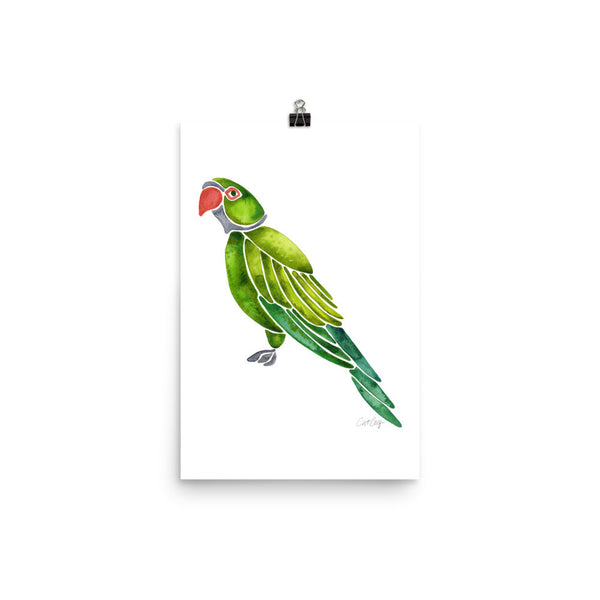 Perched Parrot – Green Palette • Art Print
