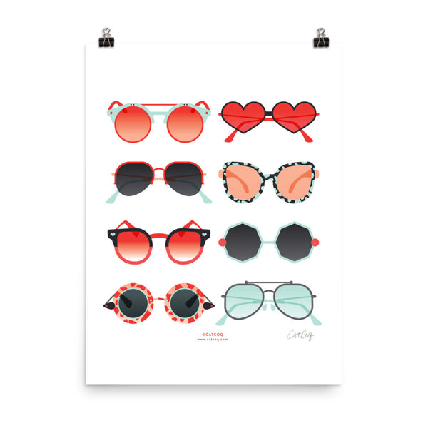 Sunglasses Collection – Red & Mint Palette • Art Print