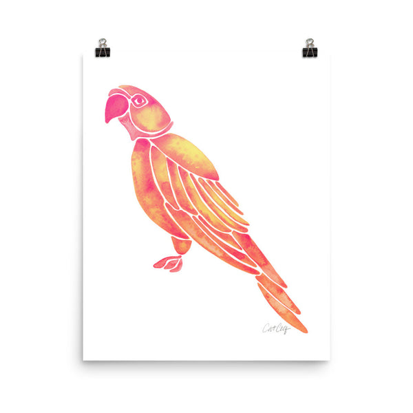 Perched Parrot – Pink Ombré Palette • Art Print