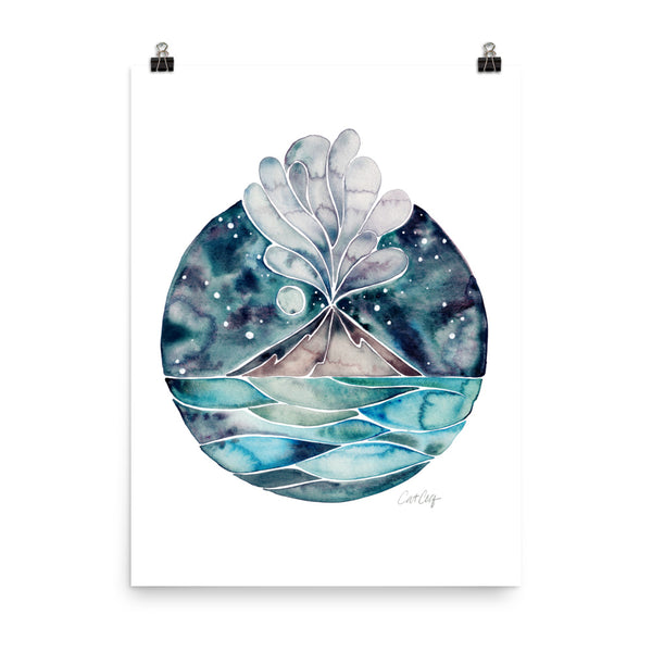 Stromboli Volcano at Midnight – Blue Palette • Art Print