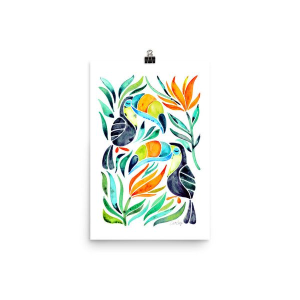 Tropical Toucans – Green Leaves • Art Print
