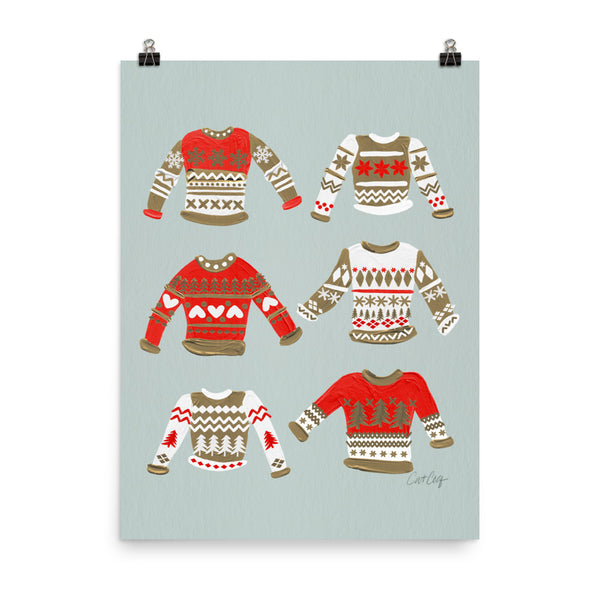 Christmas Sweaters - Gold Red