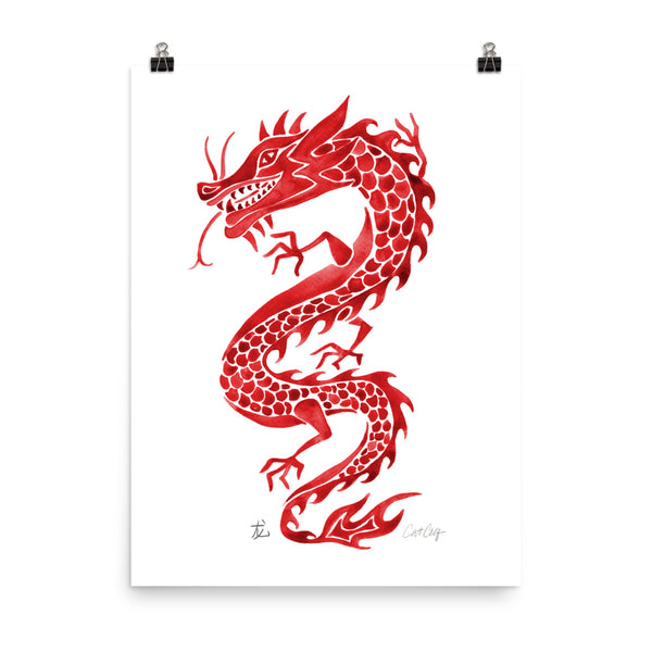 Chinese Dragon – Crimson Palette • Art Print