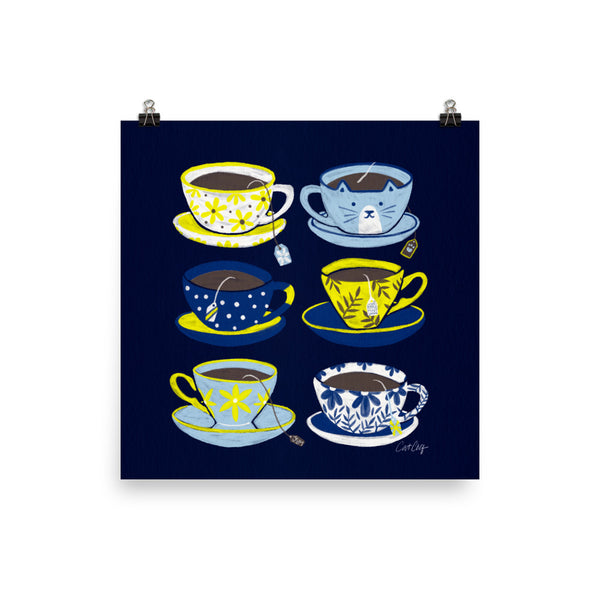 Tea Time - Navy and Yellow