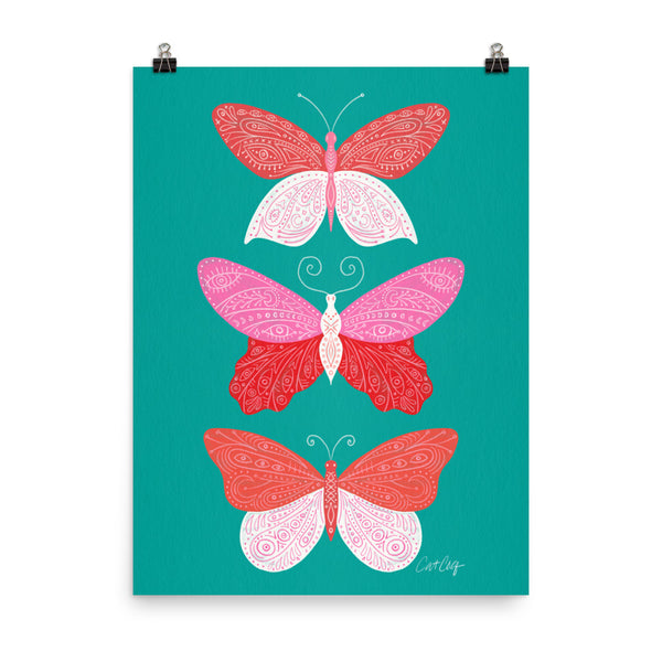 Tattooed Butterflies – Turquoise & Pink
