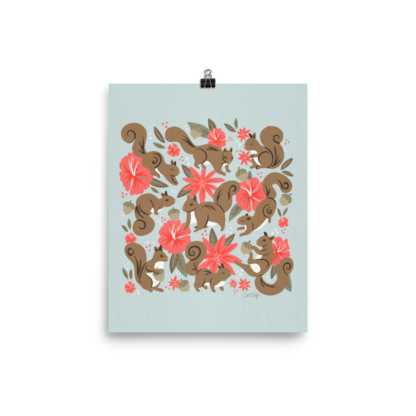 Squirrels & Blooms – Russet & Coral