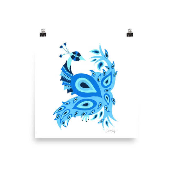 Peacock – Navy & Blue Palette • Art Print