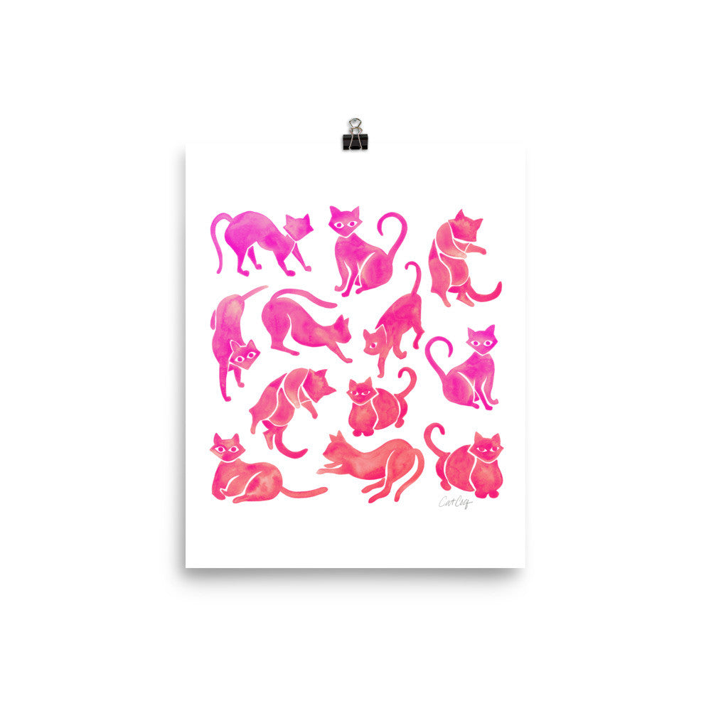 Cat Positions – Pink Ombré Palette • Art Print