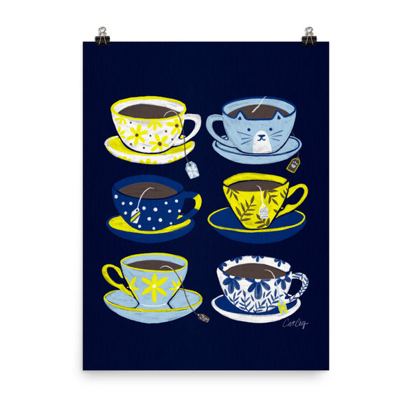 Tea Time - Navy and Yellow