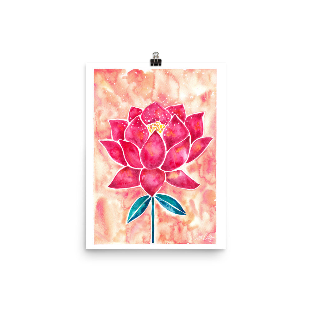 Lotus Blossom  - Peach Magenta Background