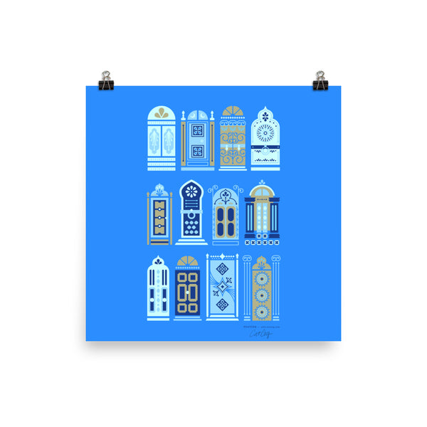 Moroccan Doors – Cornflower Blue Palette • Art Print
