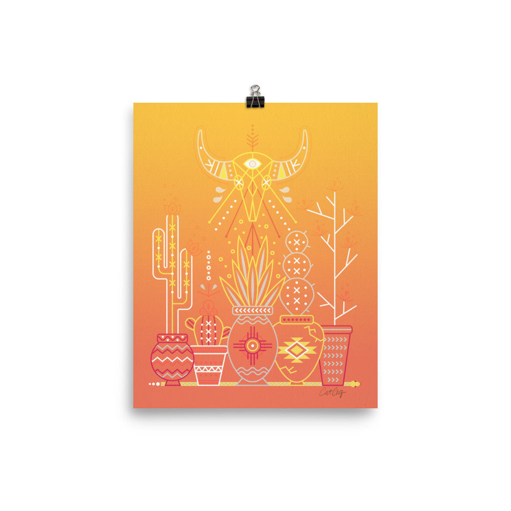 Santa Fe Garden – Orange Sunset Palette  •  Art Print