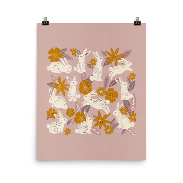 Bunnies and Blooms - Mauve Ochre