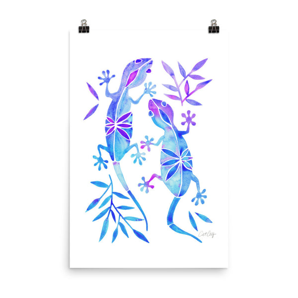 Geckos – Indigo Palette • Art Print