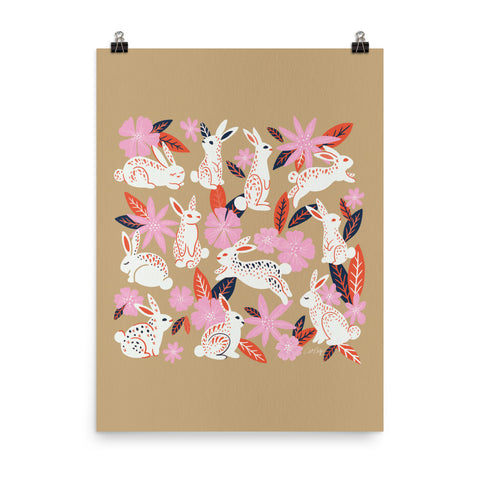 Bunnies and Blooms - Coral Pink