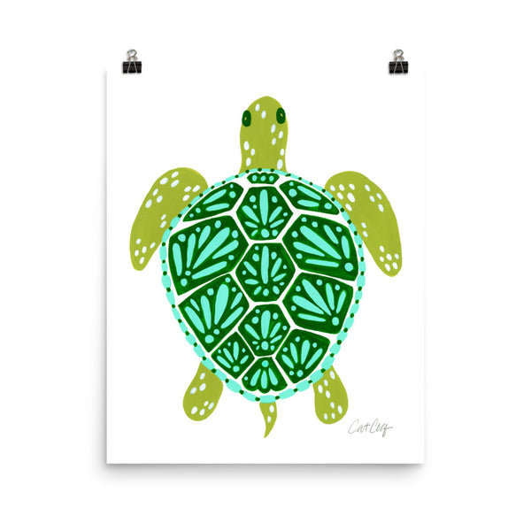 Sea Turtle – Green Palette  •  Art Print