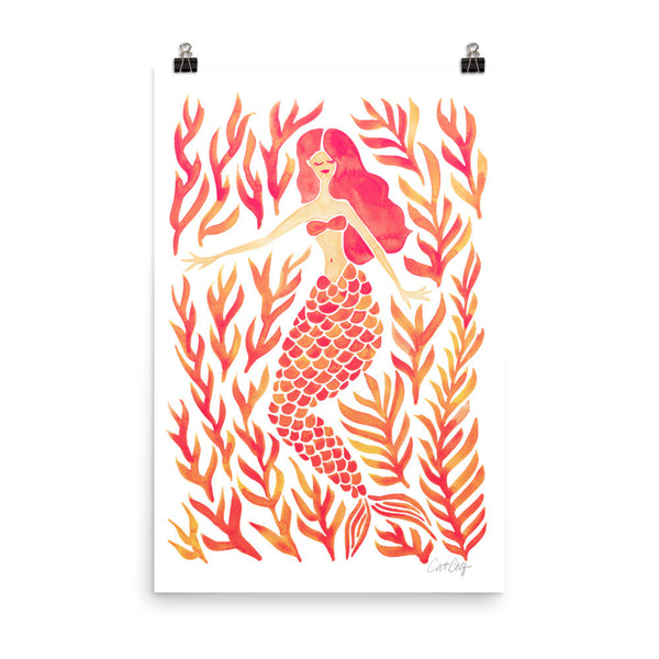 Kelp Forest Mermaid – Peach Palette • Art Print