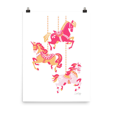 Carousel Horses- Pink Orange