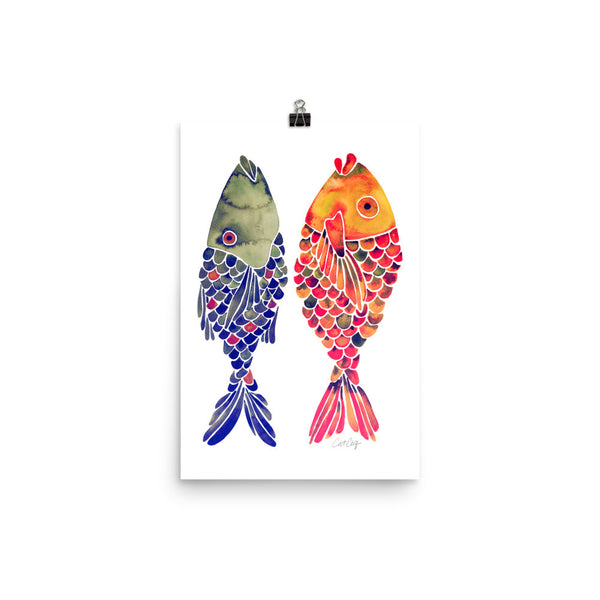 Indonesian Fish – Navy & Red Palette • Art Print