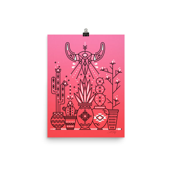 Santa Fe Garden – Pink & Black Palette  •  Art Print