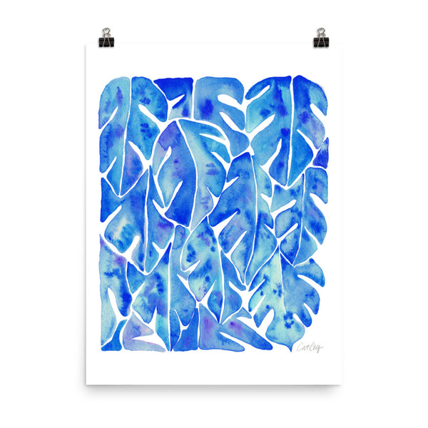 Split Leaf Philodendron – Blue Palette • Art Print
