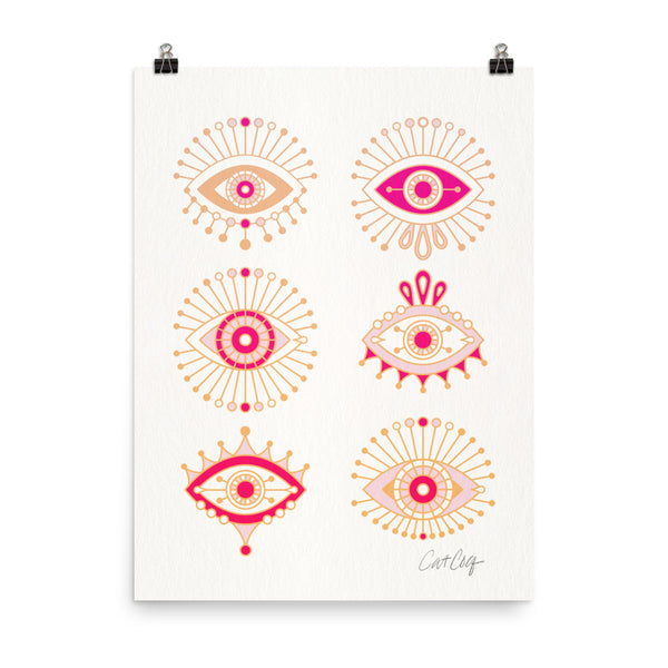 Evil Eyes – Pink Ombré Palette • Art Print