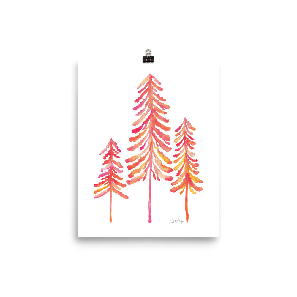 Pine Trees – Pink Ombré Palette • Art Print