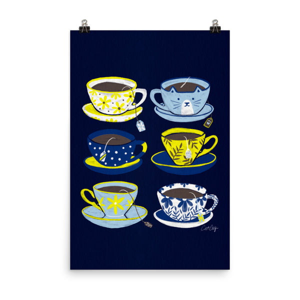 Tea Time - Navy and Yellow