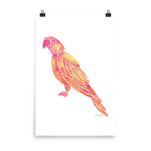 Perched Parrot – Pink Ombré Palette • Art Print