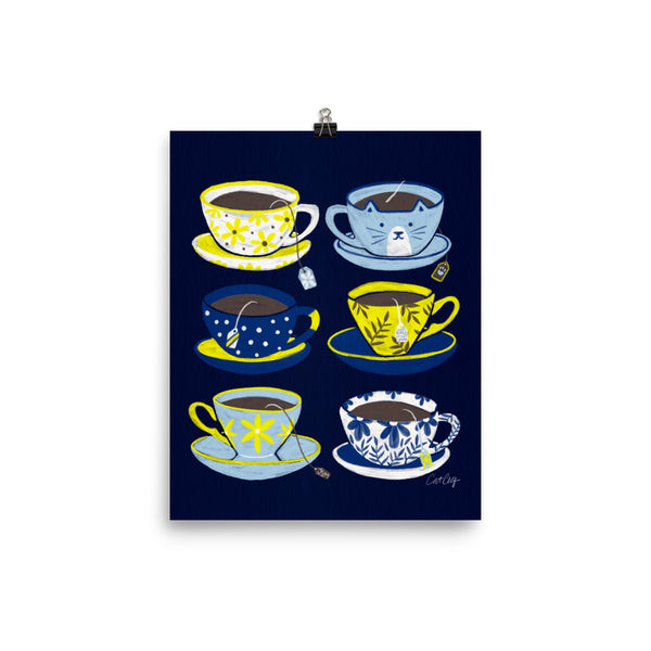 Tea Time - Navy and Yellow