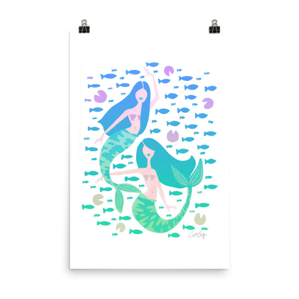 Koi Mermaids – Turquoise Lavender Ombré Palette • Art Print