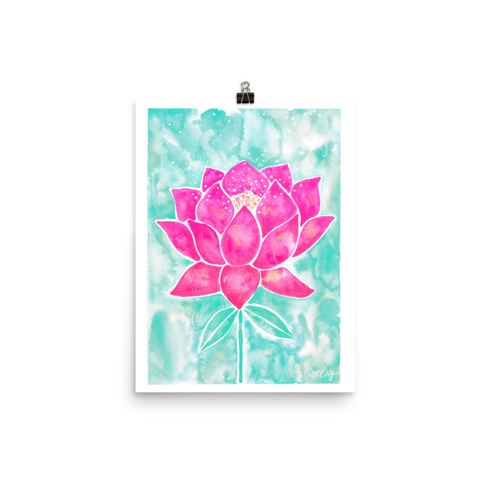 Lotus Blossom - Mint Pink Background